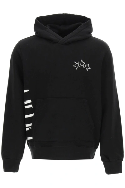 Shop Amiri Full Zip Hoodie With Crackled Logo In Black,white