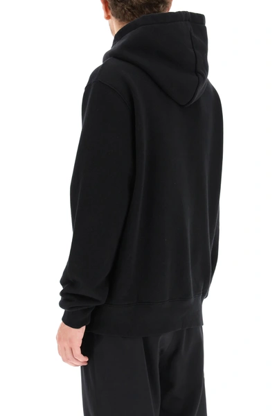 Shop Amiri Full Zip Hoodie With Crackled Logo In Black,white