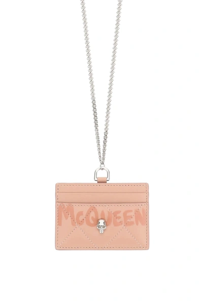 Shop Alexander Mcqueen Cardholder With Chain In Pink