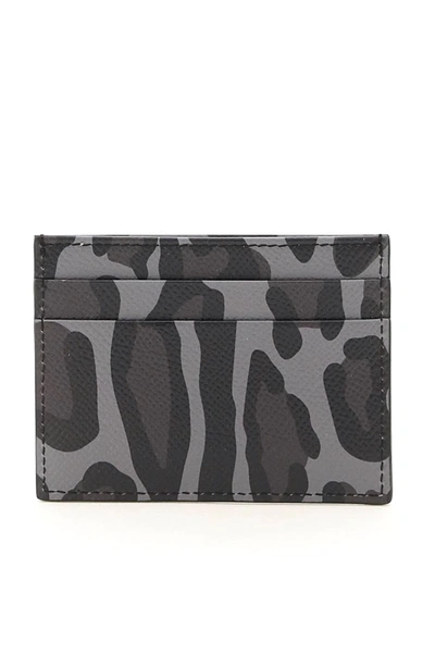 Shop Dolce & Gabbana Leopard Print Card Holder In Grey,black