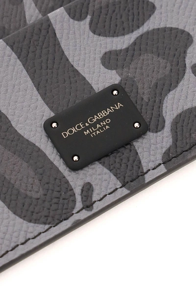 Shop Dolce & Gabbana Leopard Print Card Holder In Grey,black