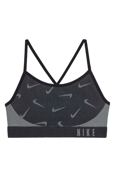 Shop Nike Kids' Seamless Sports Bra In Black/ Lt Smoke Grey