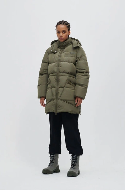 Ganni Oversized Tech Puffer Midi Jacket In Kalamata