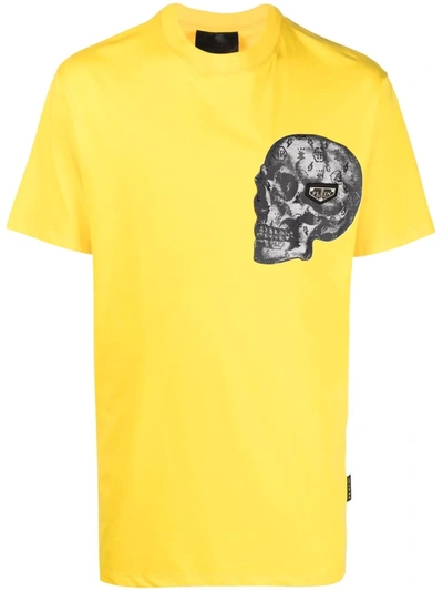 Shop Philipp Plein Skull-print Cotton-blend T-shirt In Yellow