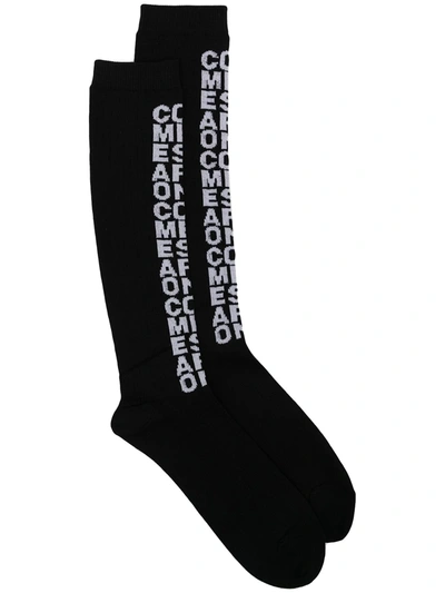 Shop Comme Des Garçons Homme Deux Logo-knit Knee-length Socks In Black