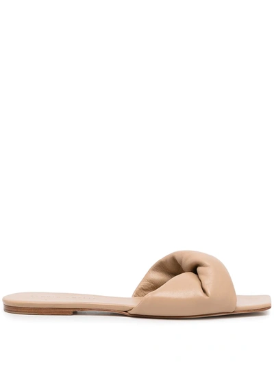Shop Studio Amelia Twist-detail Flat Sandals In Brown
