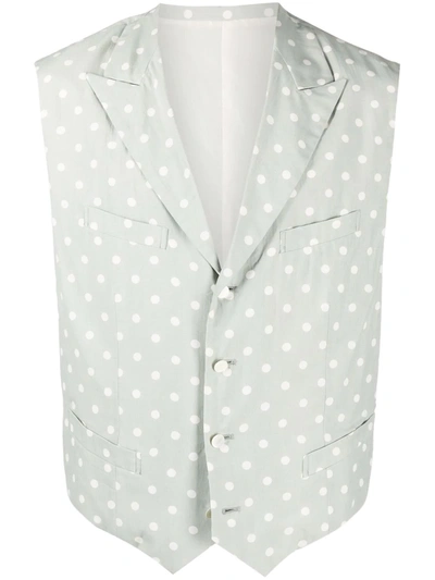 Pre-owned Comme Des Garçons 1990s Polka Dot Single-breasted Waistcoat In Green