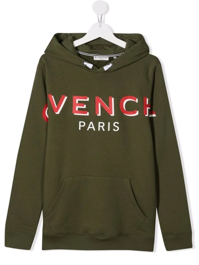 Shop Givenchy Logo-print Hoodie In Green