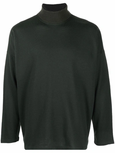 Pre-owned Versace 1990s High-neck Knitted Jumper In Green