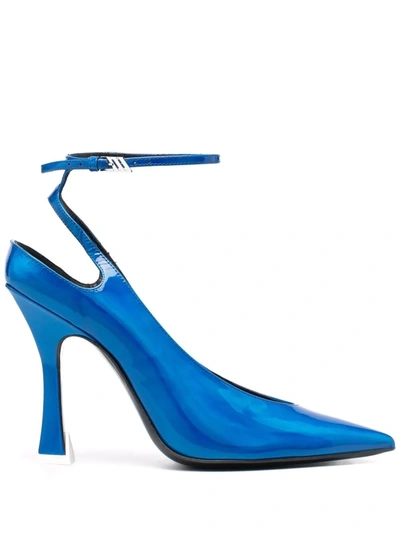 Shop Attico Slingback Pointed Toe Pumps In Blue