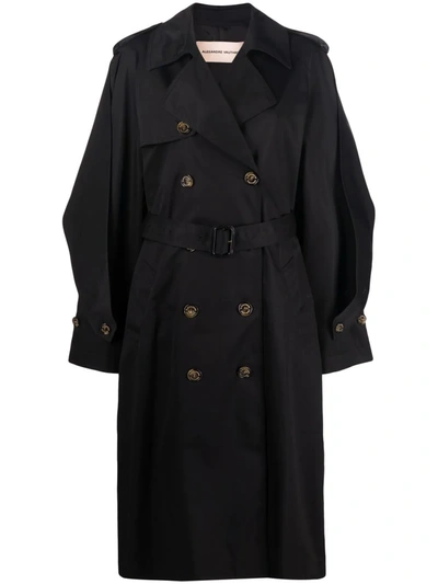 Shop Alexandre Vauthier Sculpted-sleeve Oversized Trench Coat In Black