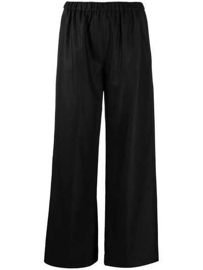 Shop Aspesi Wide-leg Cropped Pants In Black