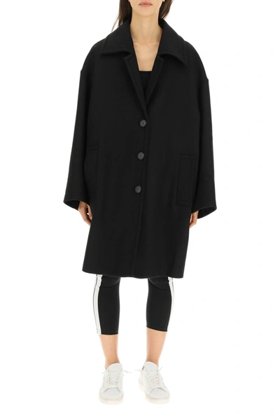 Shop Palm Angels Coat With Logo In Black