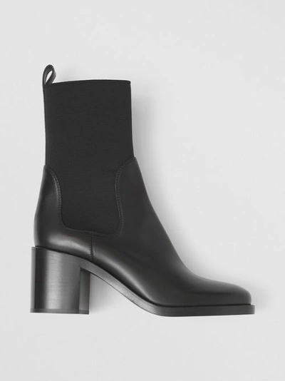 Shop Burberry Leather Heeled Chelsea Boots In Black