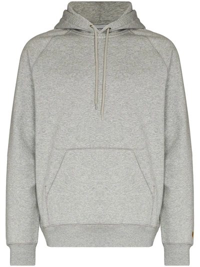 Shop Carhartt Chase Logo-embroidered Hoodie In Grey