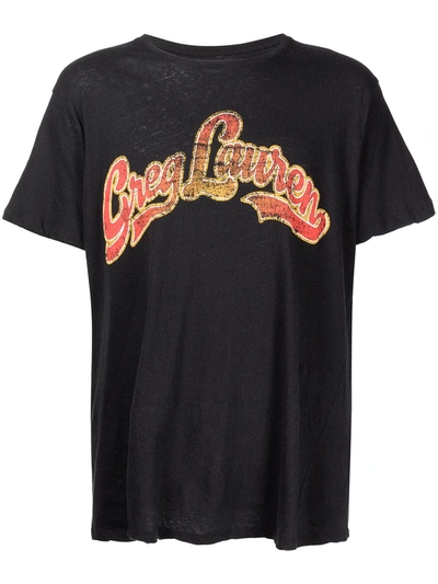 Shop Greg Lauren Groovy-logo T-shirt In Black