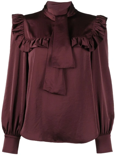 Shop See By Chloé Ruffled Long-sleeved Blouse In Red