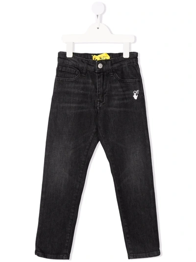 Shop Off-white Diag-print Jeans In Black