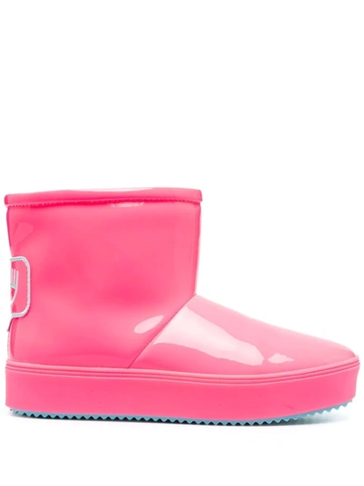 Shop Chiara Ferragni Logo-patch Rubber Ankle Boots In Pink