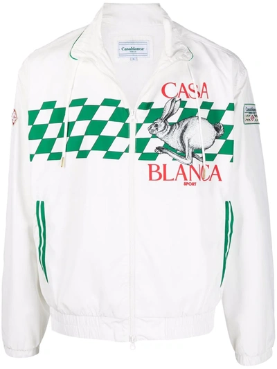 Shop Casablanca Checkered Shell Jacket In White