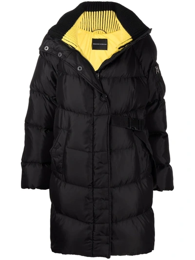 Shop Ermanno Scervino Hooded Padded Long Jacket In Black