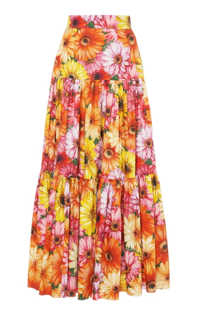 Shop Dolce & Gabbana Women's Floral Cotton Poplin Full Maxi Skirt