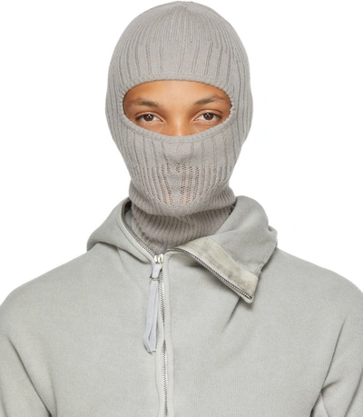 Shop Boris Bidjan Saberi Grey Cashmere Ribbed Balaclava In Light Grey