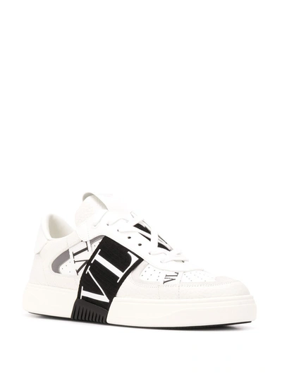 Shop Valentino Men's White Leather Sneakers