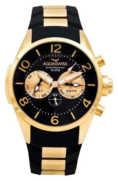 Shop Aquaswiss Unisex Trax 5h Swiss Watch In Black/ Gold