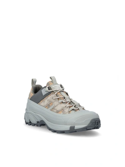 Shop Burberry Men's Grey Other Materials Sneakers In White