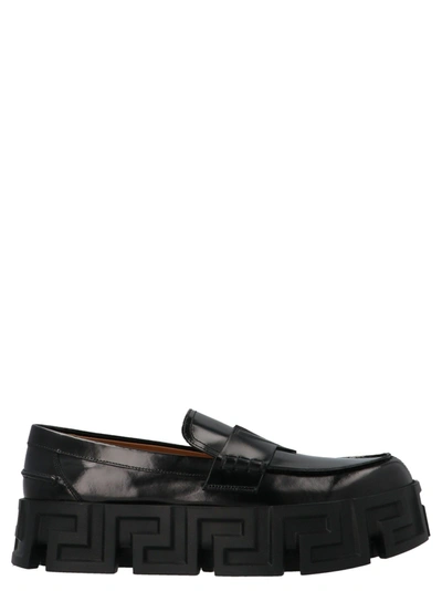 Shop Versace Men's Black Leather Loafers