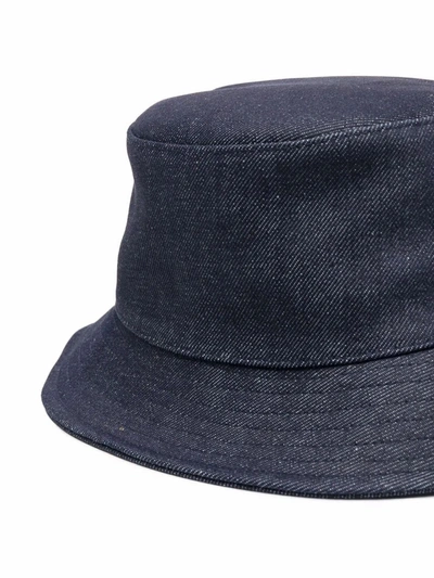 Apc Logo-print Denim Bucket Hat In Blue