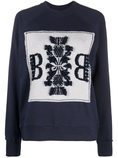 Shop Barrie Embroidered Crew Neck Sweatshirt In Blue