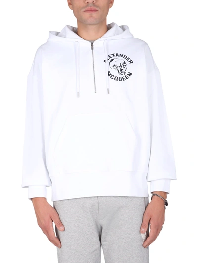 Shop Alexander Mcqueen Skull Sweatshirt In Bianco