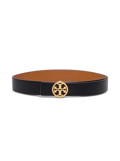 Shop Tory Burch Reversible Black Leather Belt With Logo Buckle