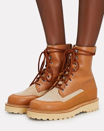 Shop Ulla Johnson Etna Leather Combat Boots In Brown