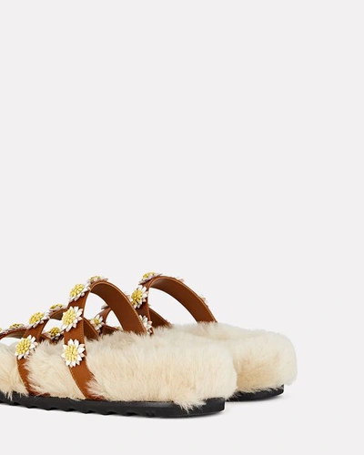 Shop Fabrizio Viti Berkley Shearling Daisy Slide Sandals In Beige