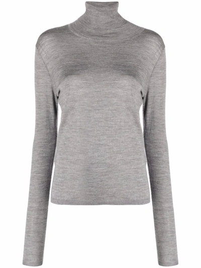 Shop Totême Roll Neck Wool Sweater In Grey