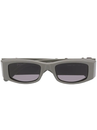 Shop Palm Angels Angel Rectangle-frame Sunglasses In Green