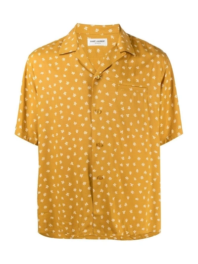 Shop Saint Laurent Floral-print Short Sleeve Shirt In Yellow