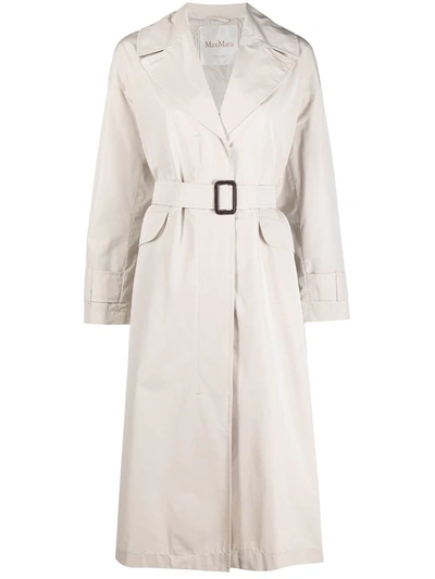 Shop Max Mara Wide-lapel Belted Trench Coat In Neutrals