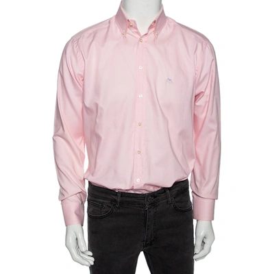 Pre-owned Etro Light Pink Cotton Button Down Shirt M