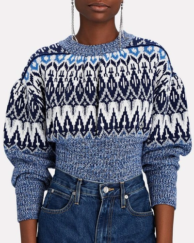 Shop Paco Rabanne Icelandic Print Wool-blend Sweater In Blue