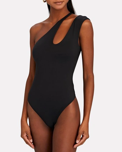 Shop Alix Nyc Grayson One-shoulder Cut-out Bodysuit In Black