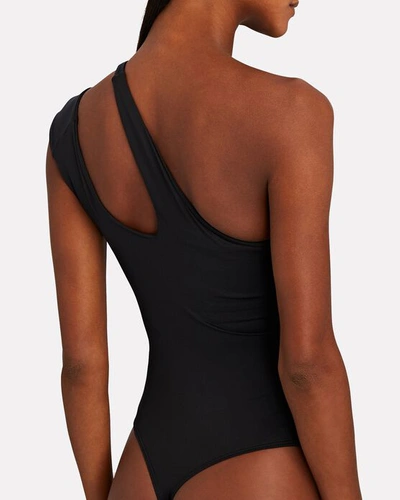 Shop Alix Nyc Grayson One-shoulder Cut-out Bodysuit In Black
