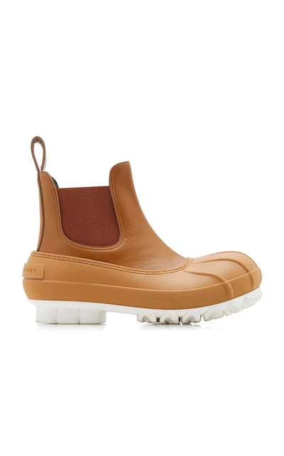 Shop Stella Mccartney Women's Chain Sole Vegan Leather; Rubber Boots In Brown