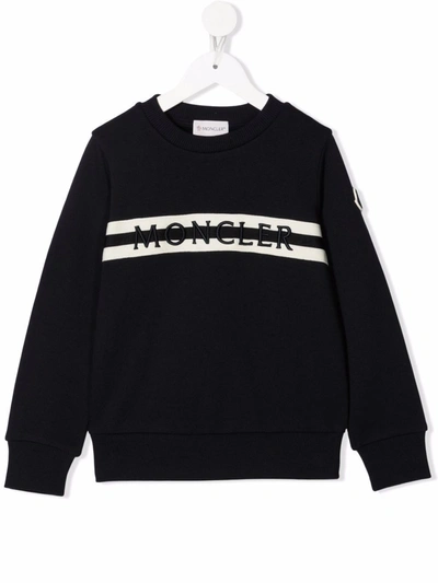 Shop Moncler Logo Sweater In Blue