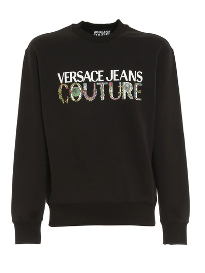 Shop Versace Jeans Couture Logo Printed Sweatshirt In Black