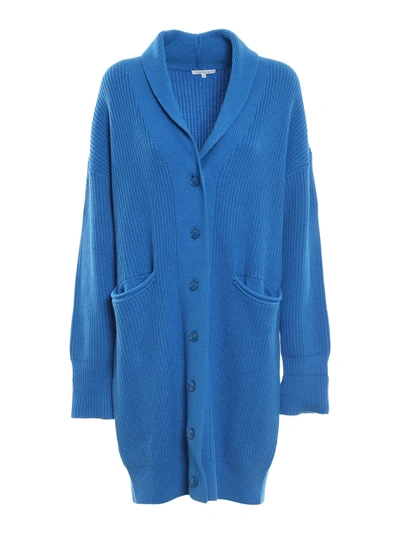 Shop Patrizia Pepe Wool Blend Cardigan In Blue