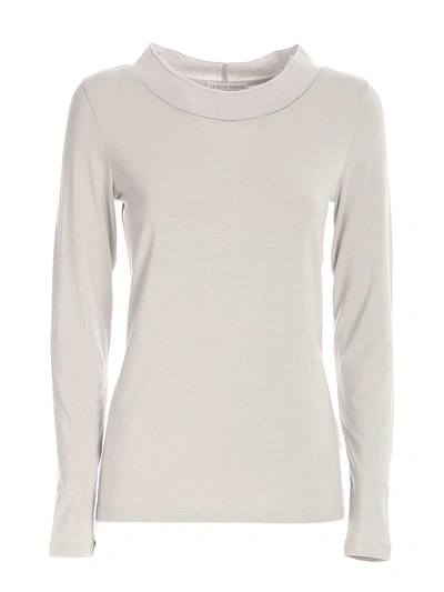 Shop Le Tricot Perugia Long Sleeve T-shirt In Light Grey
